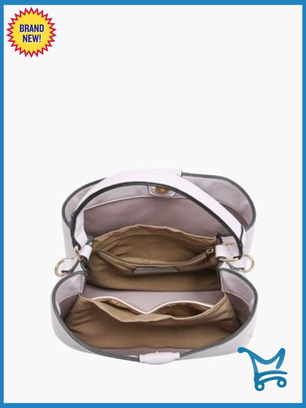 Vegan Leather Satchel with Adjustable Crossbody Strap, 11x10.5 Inches - Picture 5 of 5